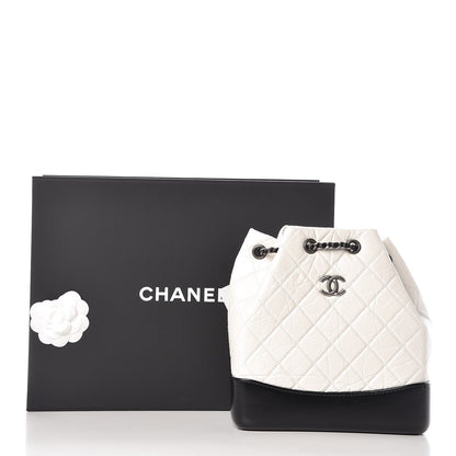 Chanel Aged Calfskin Quilted Small Gabrielle Backpack Black White 8 of 8