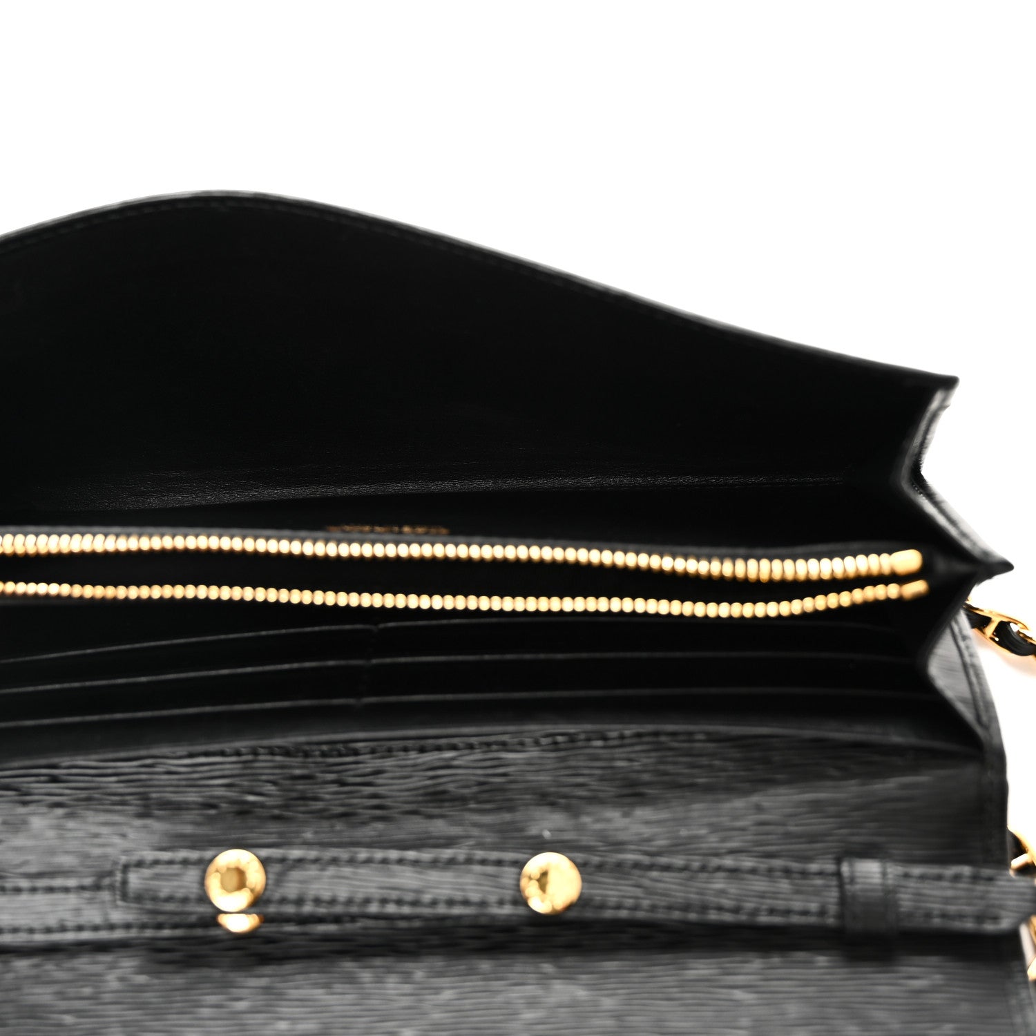 Prada Vitello Move Metal Oro Chain Wallet Black 6 of 10