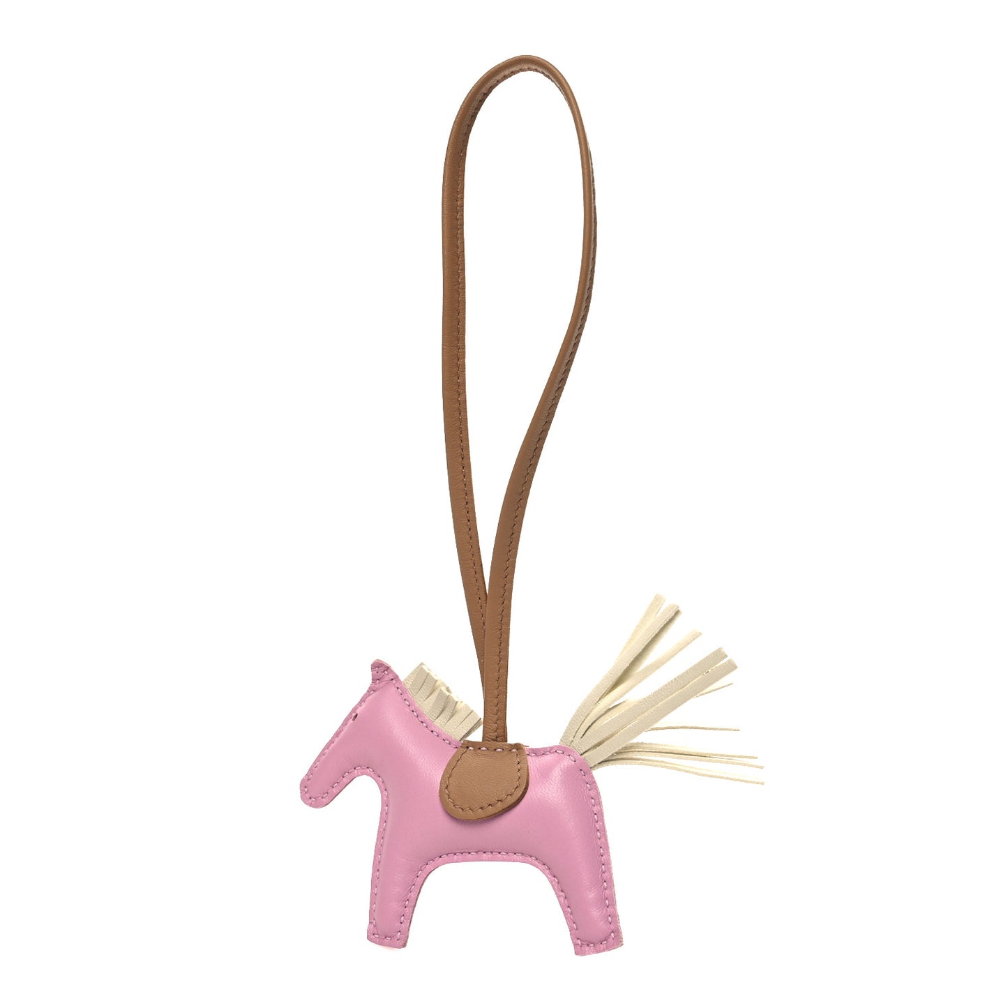 Milo Lambskin Grigri Rodeo Horse Bag Charm PM Mauve Sylvestre Craie Chai