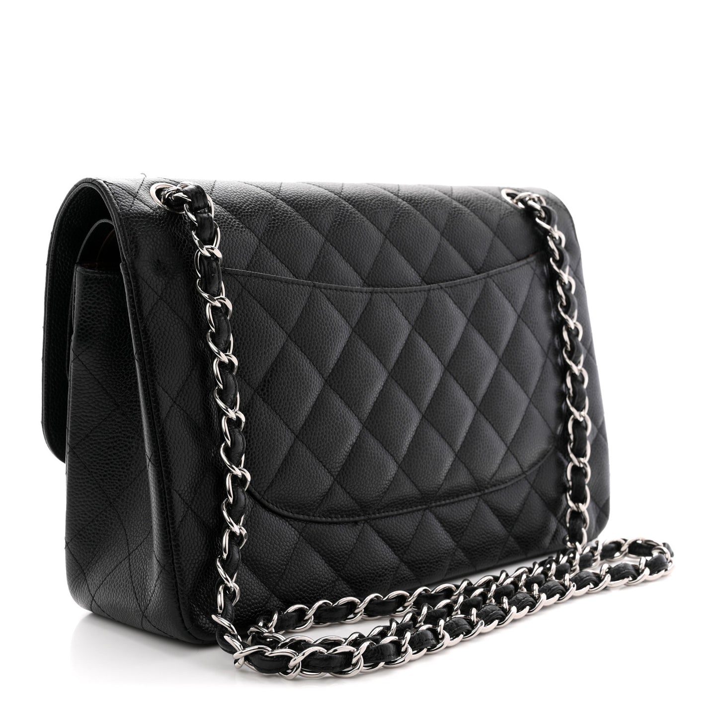 Caviar Quilted Jumbo Double Flap Black