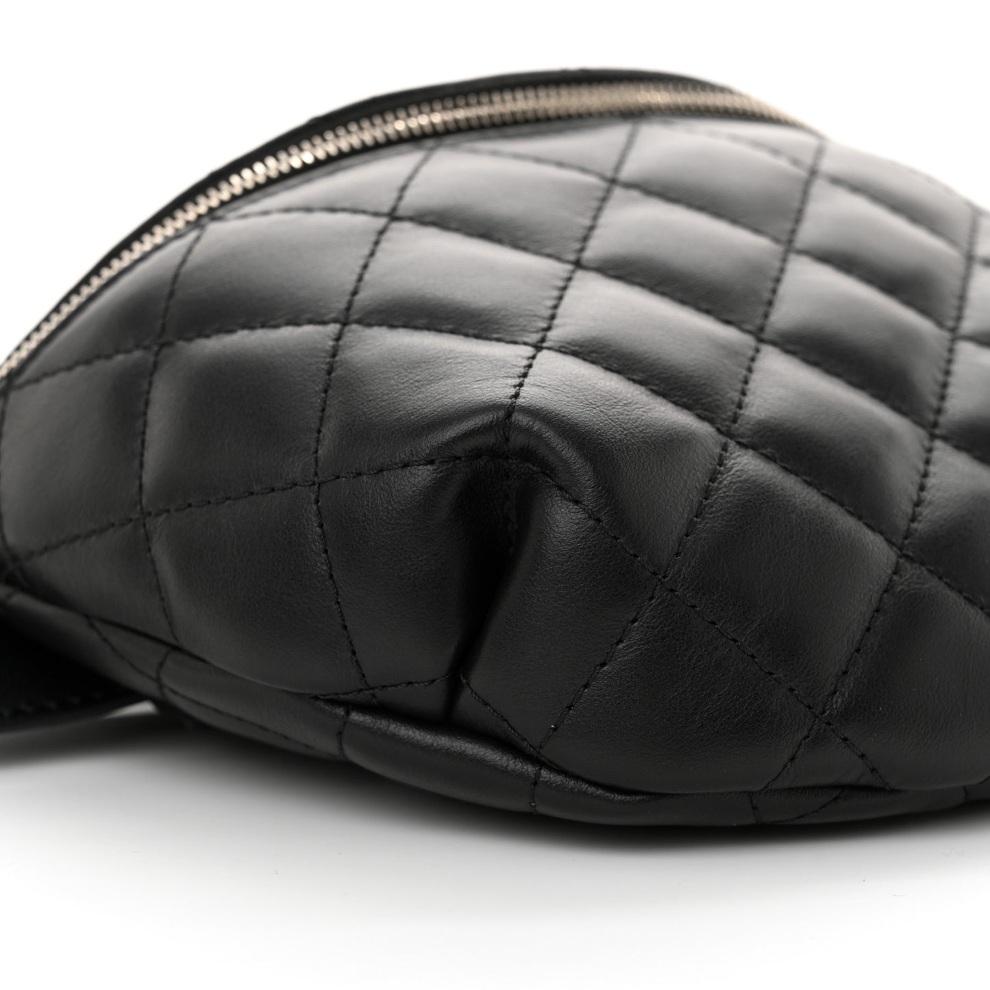 Calfskin Quilted Waist Belt Bag Black