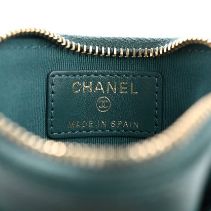 Chanel Lambskin Quilted Chanel 19 Zip Card Holder Wallet Dark Green 6 of 9
