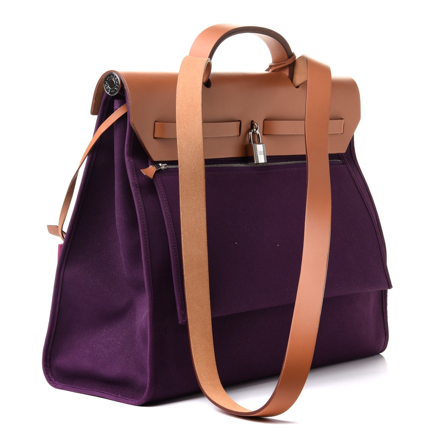 Hermes Toile Vache Hunter Herbag Zip 39 MM Cassis Fauve 3 of 11