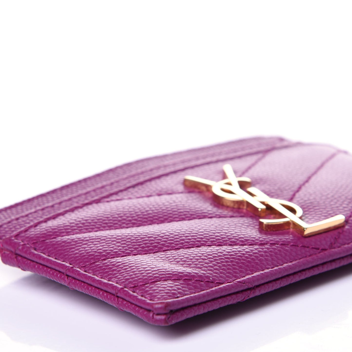 Grain De Poudre Matelasse Chevron Monogram Credit Card Case Dark Grape