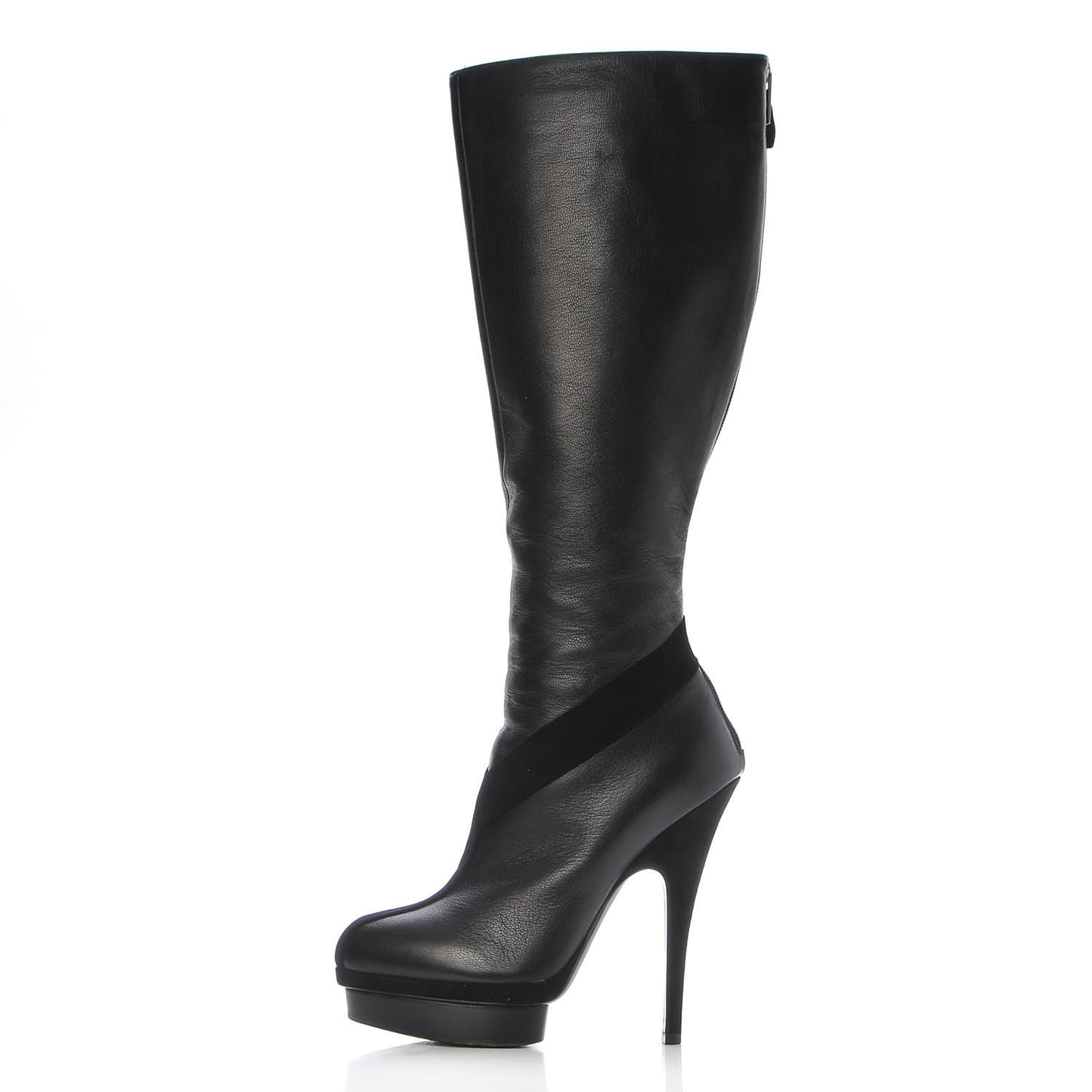 Calfskin Suede Y Tribute 105 Platform Knee High Boots 38.5 Black