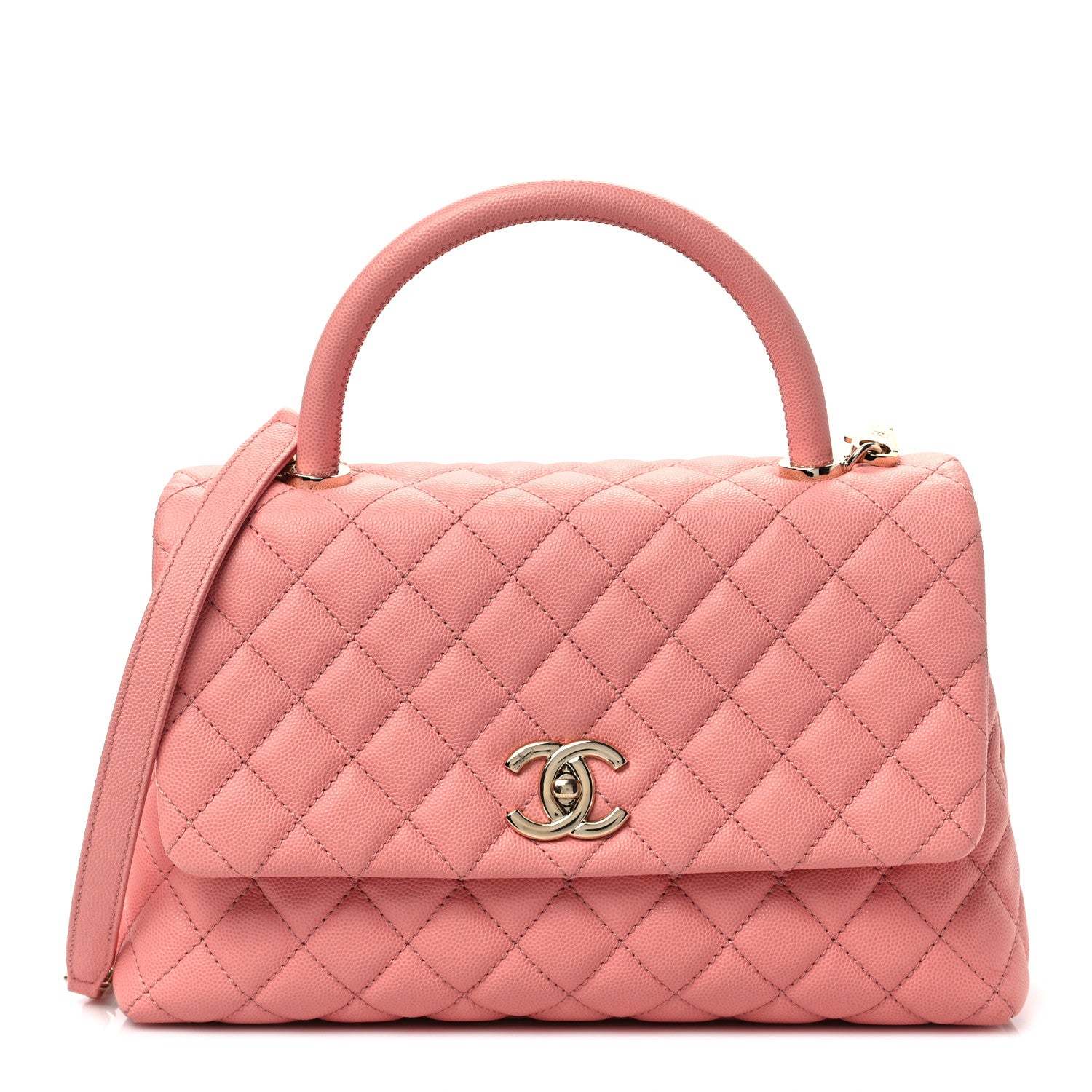 Chanel Caviar Quilted Small Coco Handle Flap Rose Clair 1 of 8