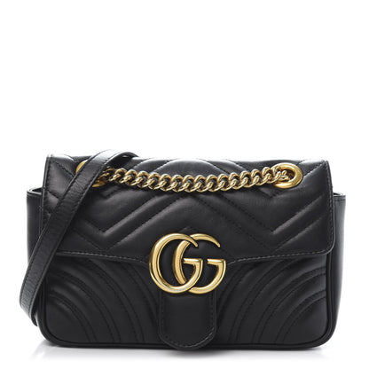 Gucci Calfskin Matelasse Mini GG Marmont Shoulder Bag Black 1 of 15