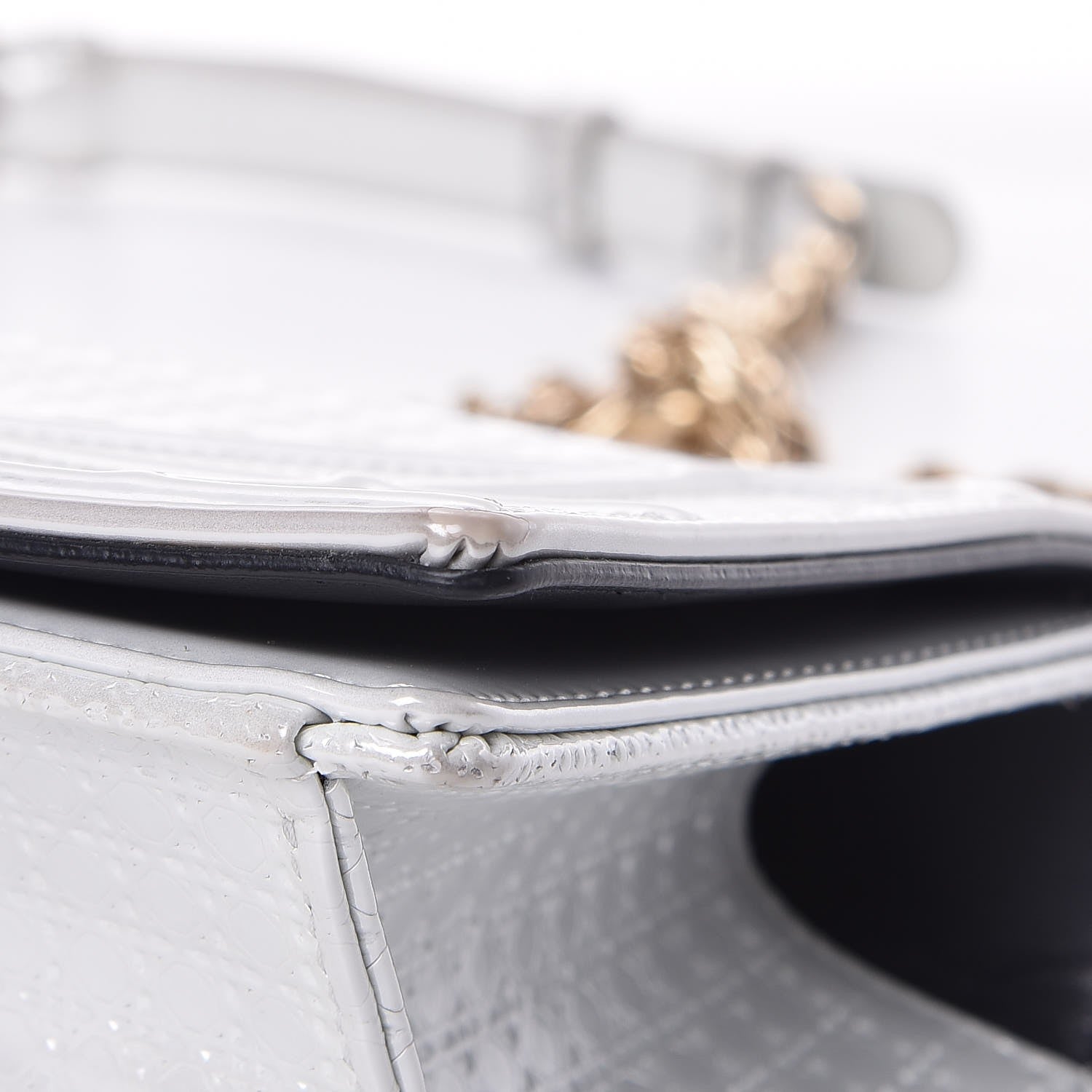 Christian Dior Patent Micro-Cannage Small Diorama Flap Bag White 9 of 15