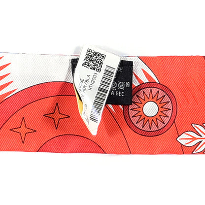 Hermes Silk La Source de Pegase Twilly Rouge Bleu Royal White 3 of 11