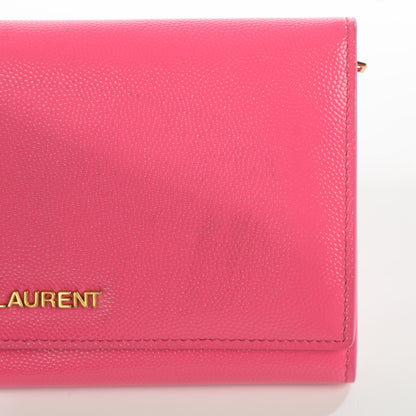 Saint Laurent Patent Grain de Poudre Classic Large Letters Flap Wallet Bubblegum 8 of 8