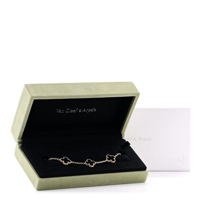 Van Cleef & Arpels 18K Yellow Gold Black Onyx 5 Motifs Vintage Alhambra Bracelet 6 of 6