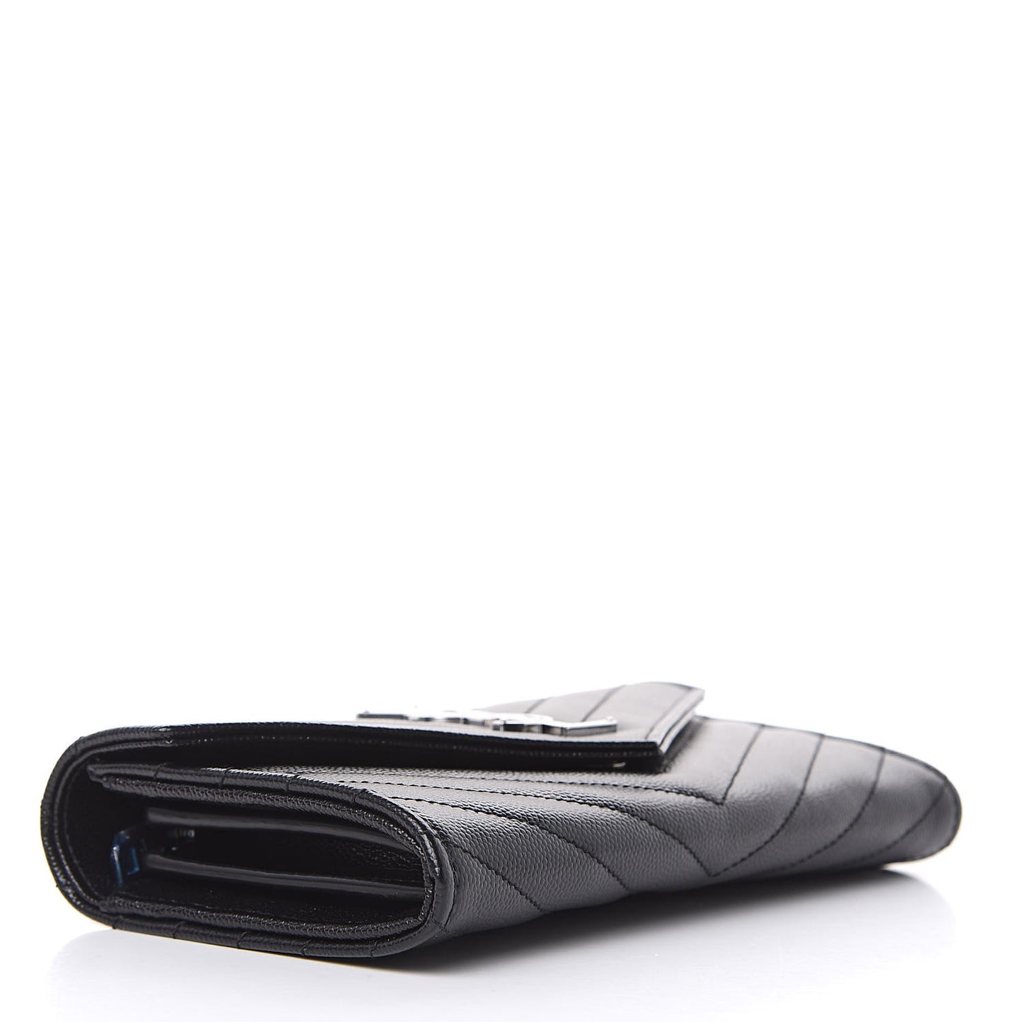 Grain De Poudre Matelasse Chevron Monogram Flap Wallet Black