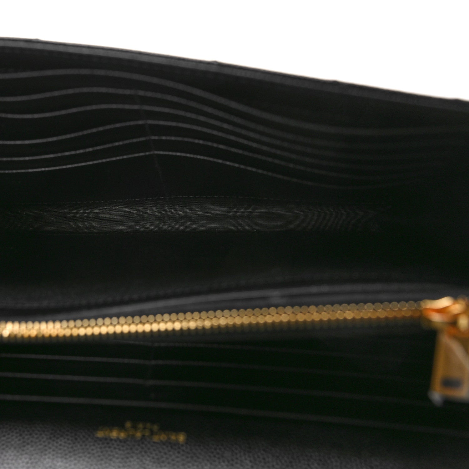 Saint Laurent Grain De Poudre Matelasse Chevron Monogram Chain Wallet Black 5 of 9