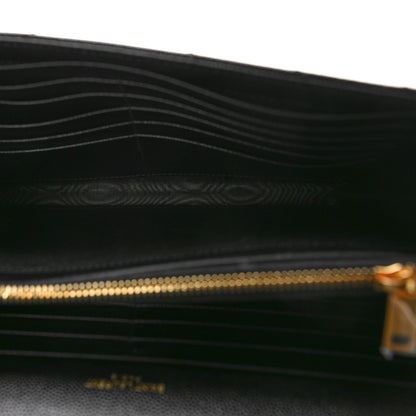 Saint Laurent Grain De Poudre Matelasse Chevron Monogram Chain Wallet Black 5 of 9