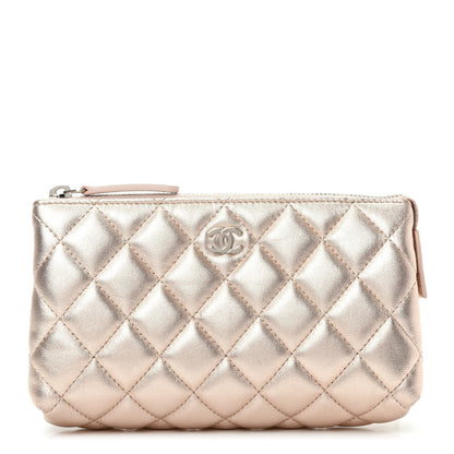 Chanel Metallic Lambskin Quilted Cosmetic Pouch Light Gold 1 of 8