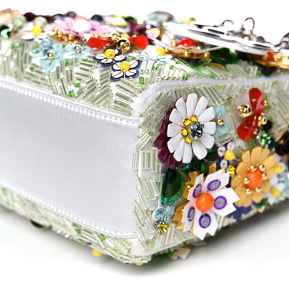 Christian Dior Satin Beaded Floral Embroidered Mini Lady Dior White Multicolor 9 of 10