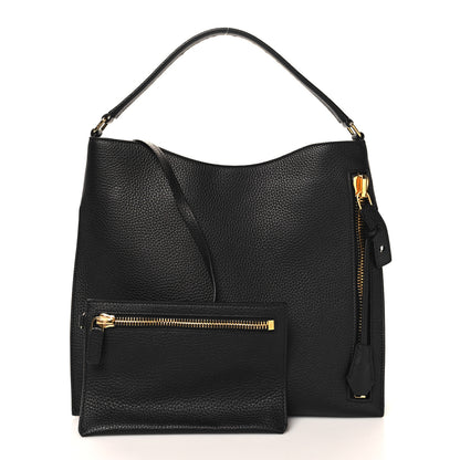 Tom Ford Pebbled Calfskin Small Alix Padlock Zip Hobo Bag Black 3 of 10