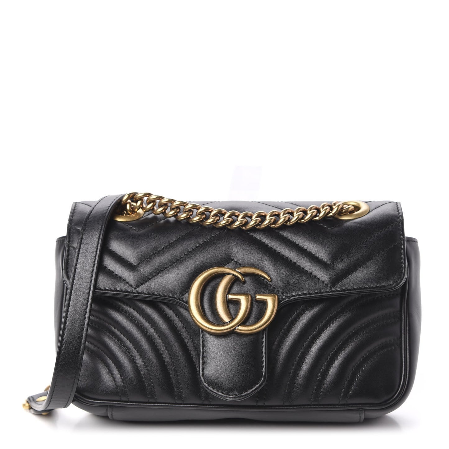 Calfskin Matelasse Mini GG Marmont Shoulder Bag Black