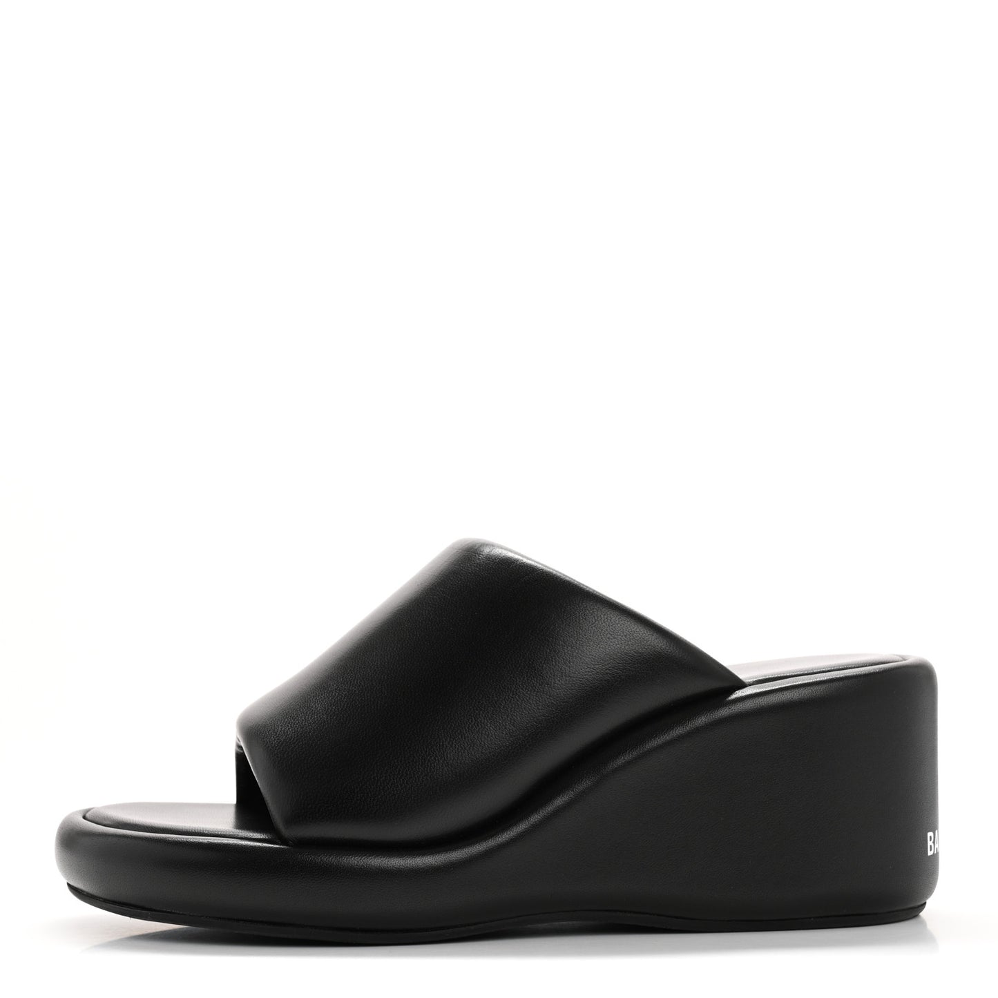 Smooth Nappa Logo Rise Wedge Sandals 36 Black
