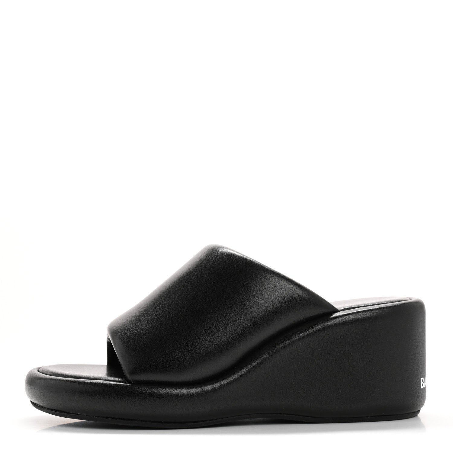 Balenciaga Smooth Nappa Logo Rise Wedge Sandals 36 Black 1 of 11
