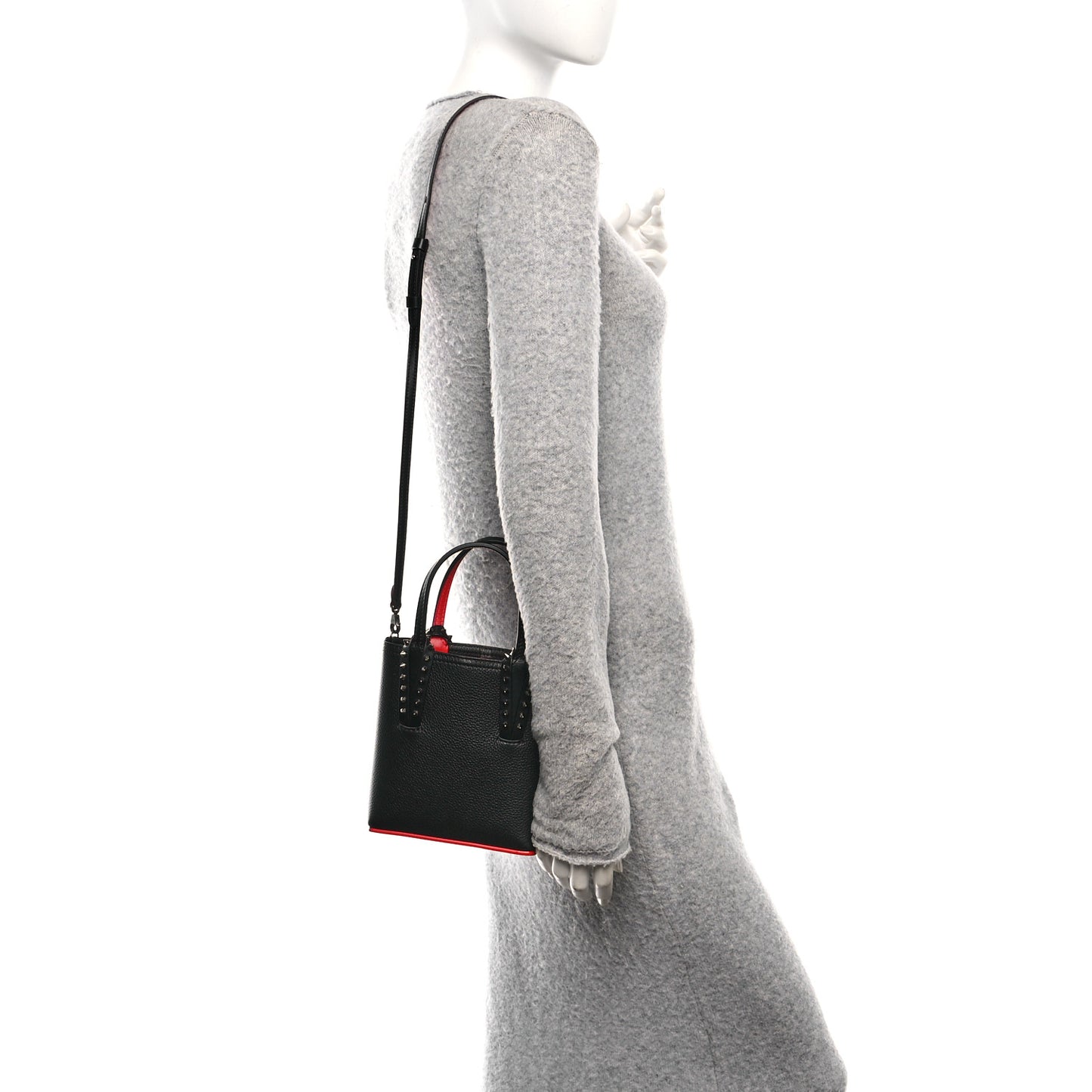 Calfskin Spikes Mini North South Cabata Tote Black