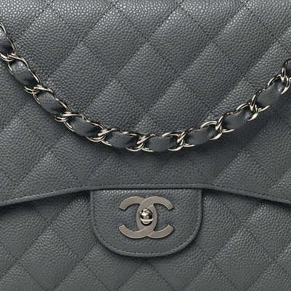 Chanel Caviar Quilted Jumbo Single Flap Grey 8 of 11