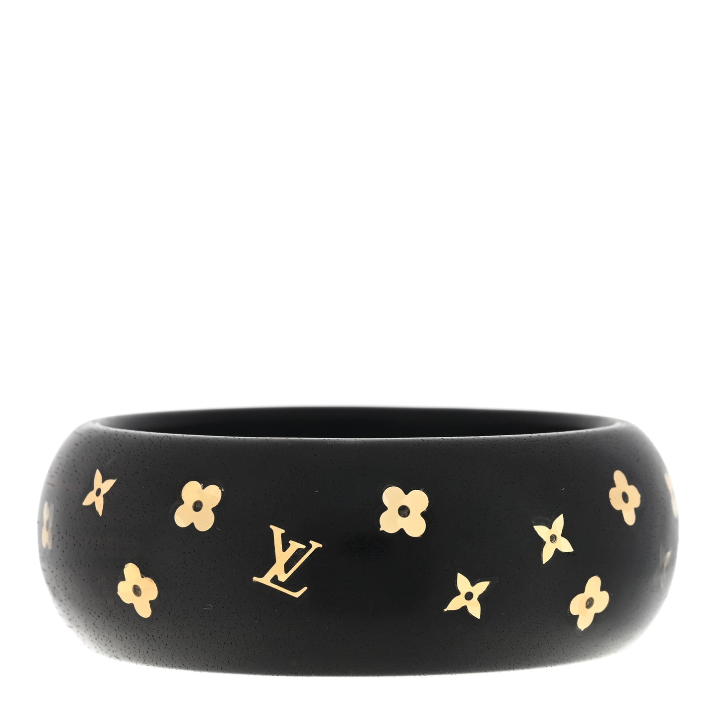 Wood Monogram Bangle Bracelet Gold Black
