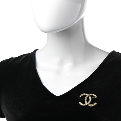 Chanel Crystal Pearl CC Brooch Light Gold Blue 2 of 6