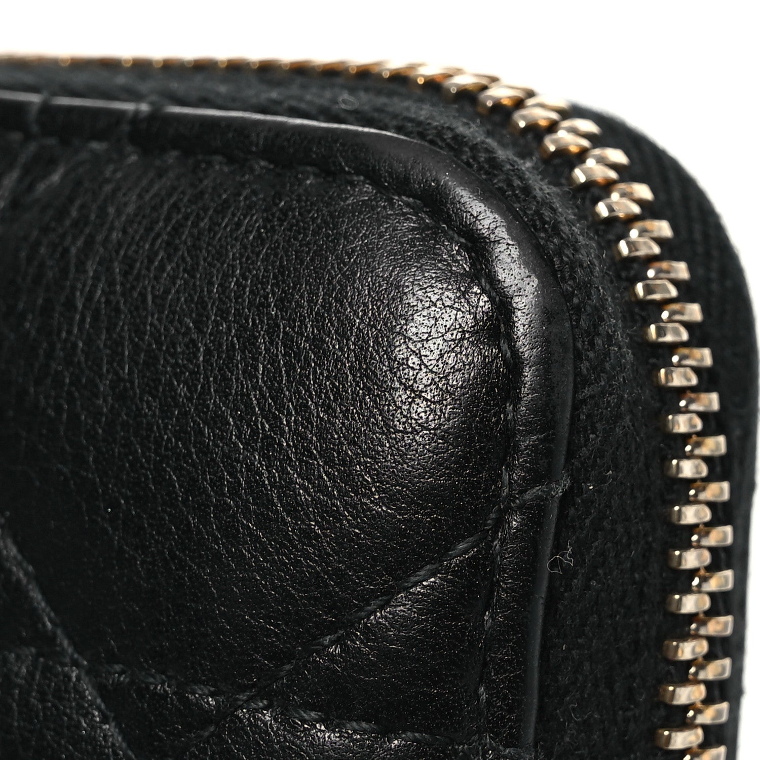 Christian Dior Grained Calfskin Supple Cannage Caro Zip Wallet Black 11 of 13
