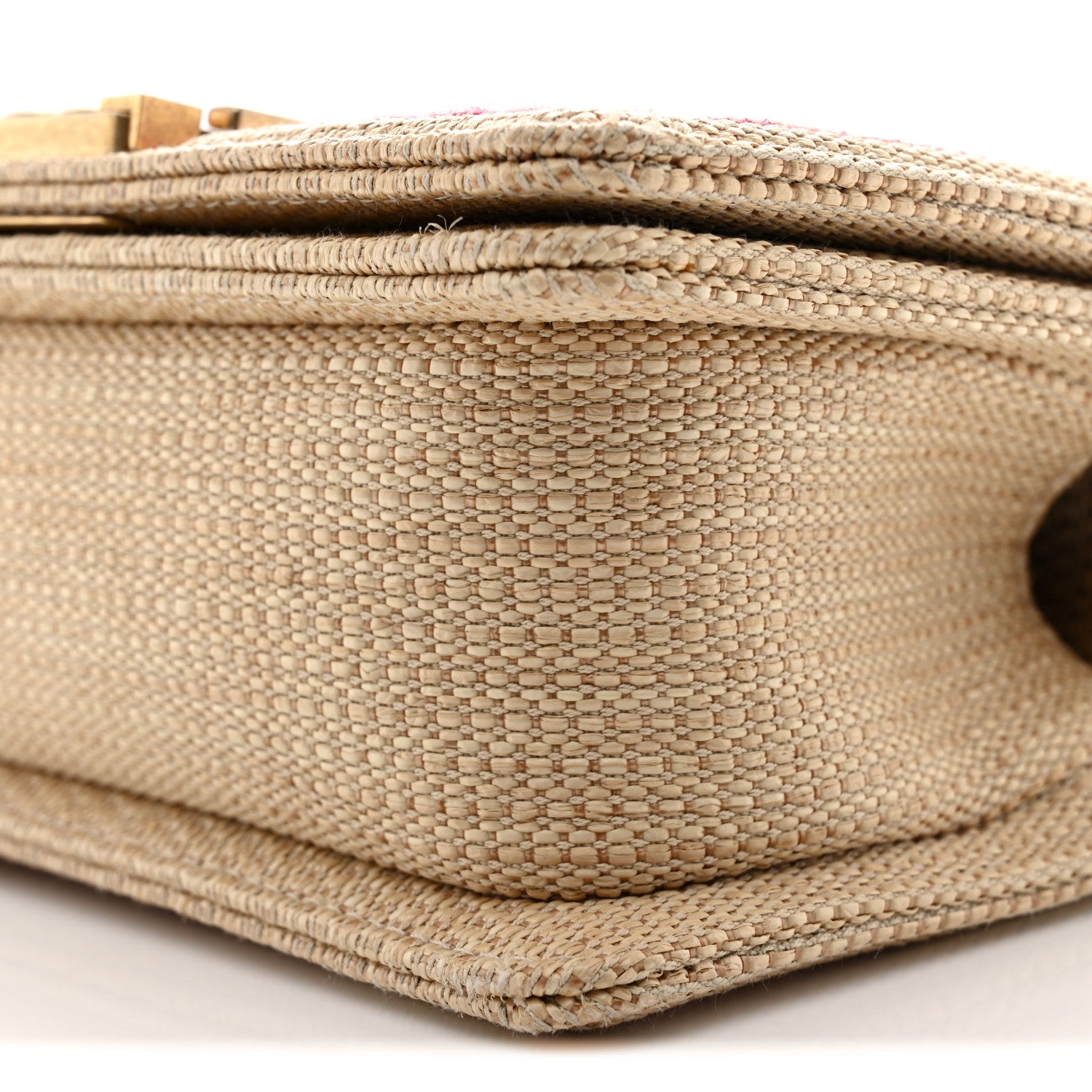 Chanel Raffia Chevron Quilted Small Boy Flap Beige Pink 10 of 12