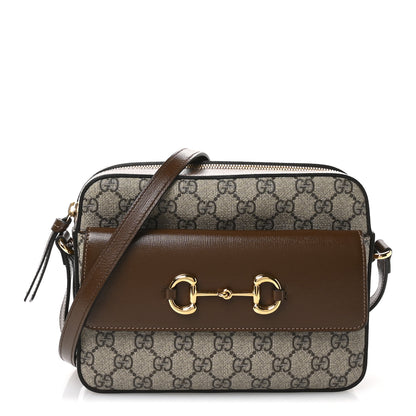 Gucci GG Supreme Monogram Small Horsebit 1955 Shoulder Bag Beige Brown Sugar 1 of 11