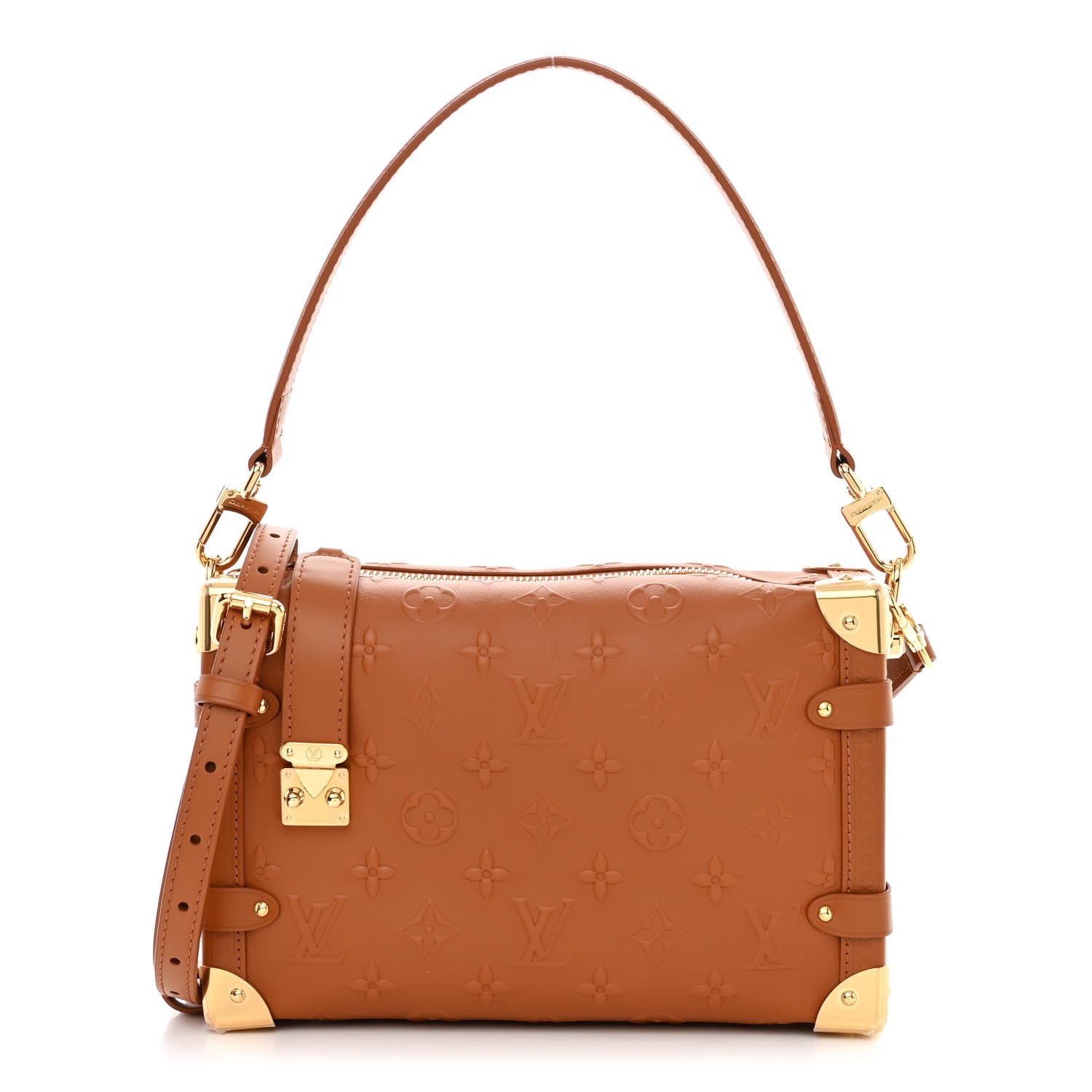 Louis Vuitton Calfskin Debossed Monogram Side Trunk Tan 1 of 9