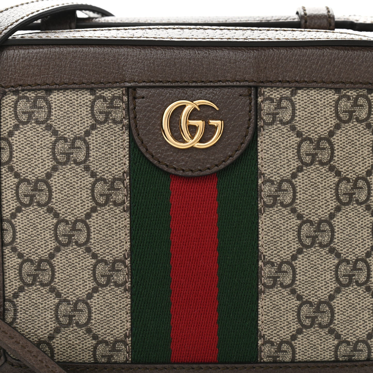 GG Supreme Monogram Mini Ophidia Top Handle Shoulder Bag Brown