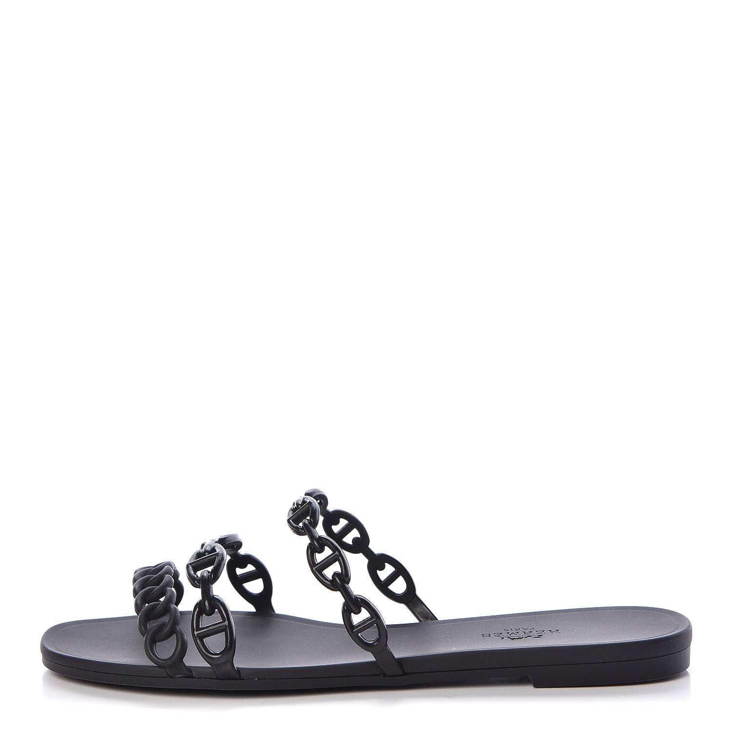 Hermes Rubber Chaine d'Ancre Rivage Sandals 38 Black 1 of 9