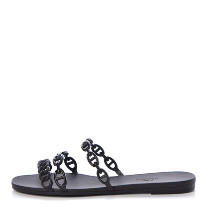 Hermes Rubber Chaine d'Ancre Rivage Sandals 38 Black 1 of 9