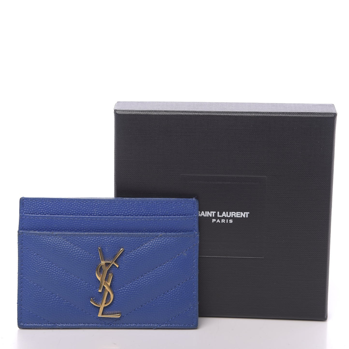 Grain De Poudre Matelasse Monogram Credit Card Case Blue Majorelle