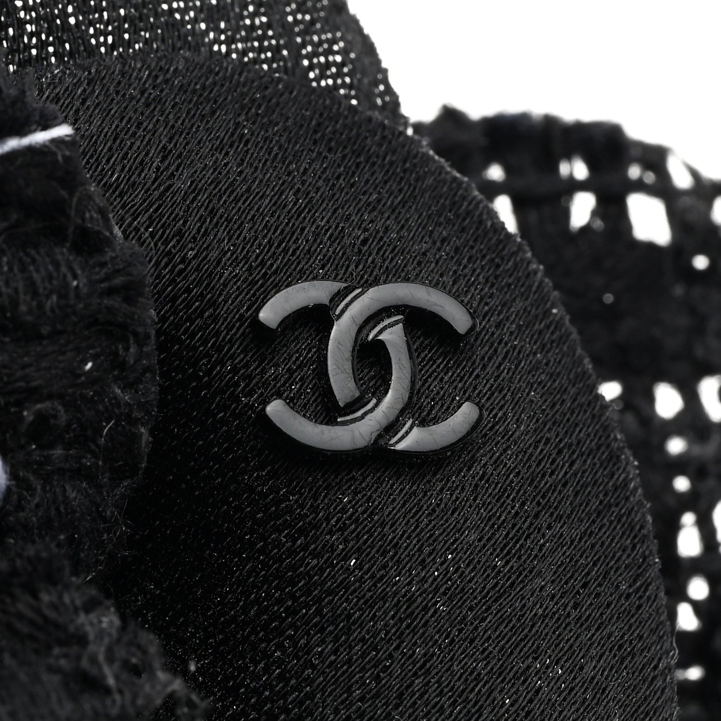 Tweed Fabric Camellia Pin Brooch Black