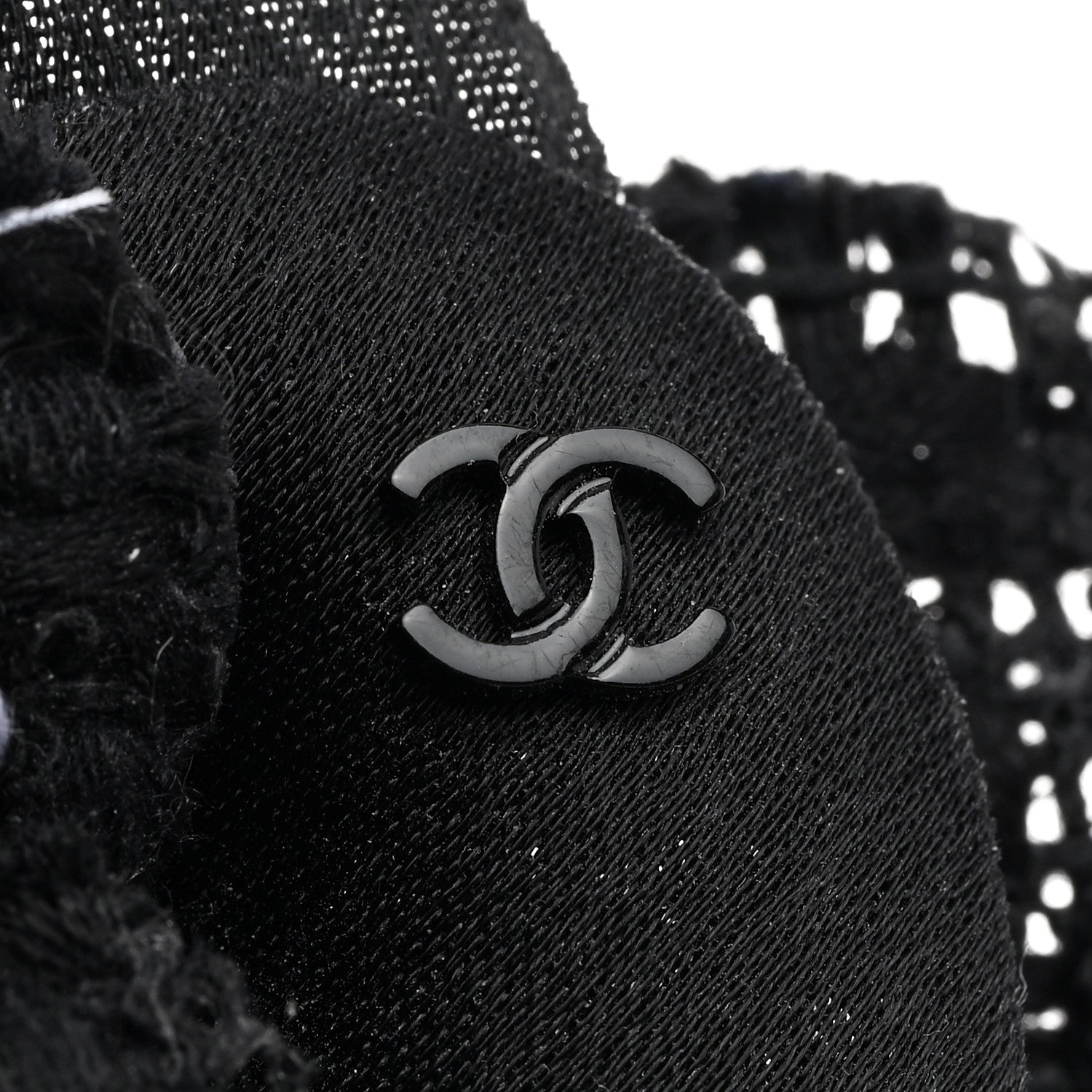 Chanel Tweed Fabric Camellia Pin Brooch Black 3 of 3