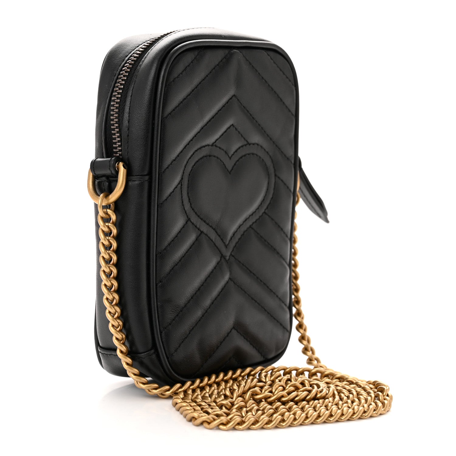 Gucci Calfskin Matelasse Mini GG Marmont Crossbody Bag Black 3 of 11