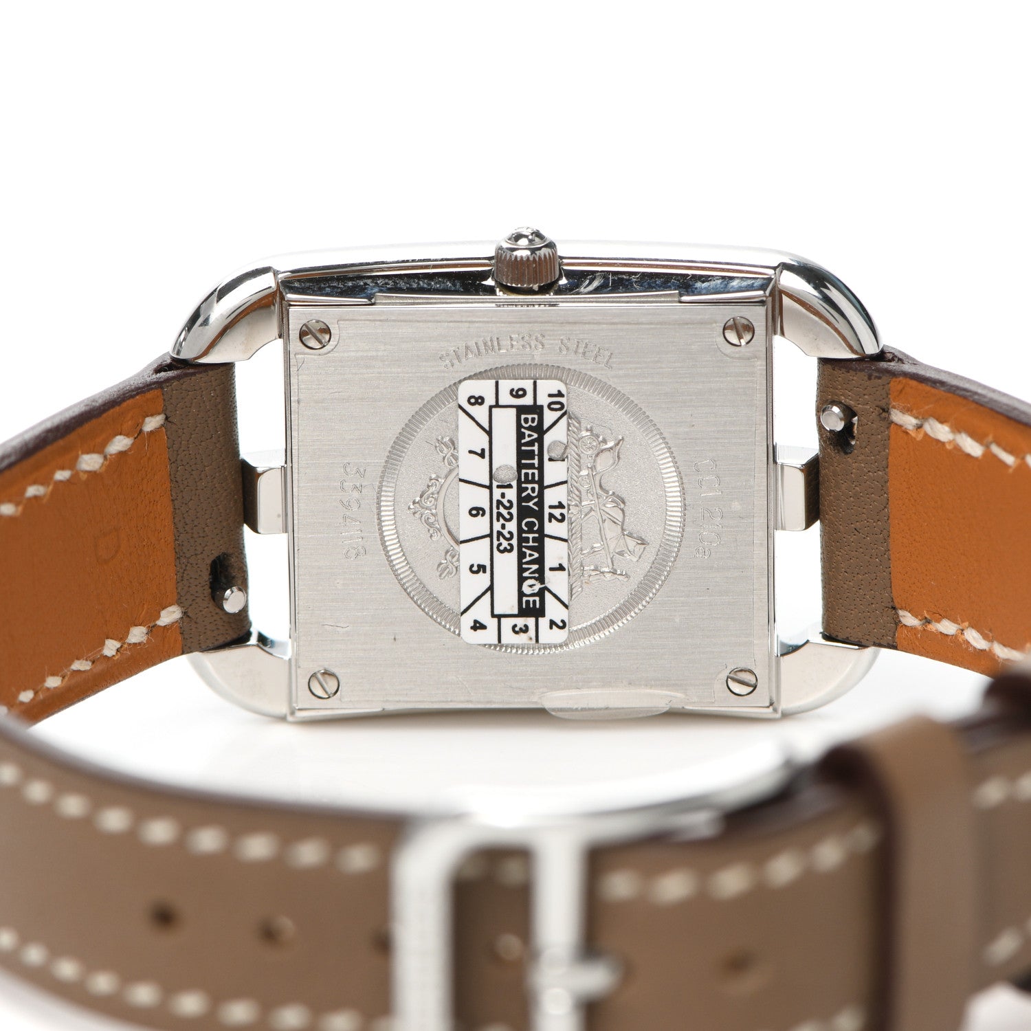Hermes Stainless Steel Swift Diamond Mother of Pearl 23mm Cape Cod Quartz Watch Etoupe 4 of 5