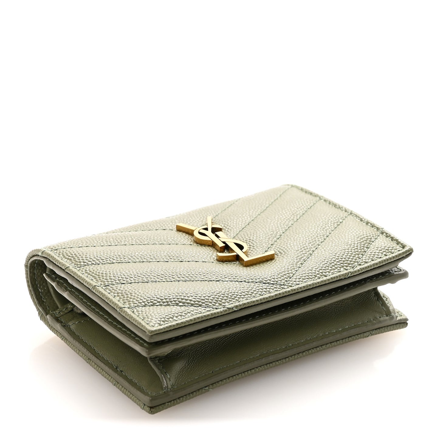 Grain De Poudre Matelasse Chevron Cassandre Card Case Light Sage