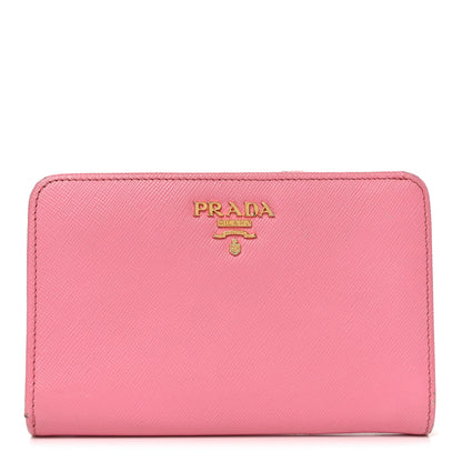 Prada Saffiano Metal Compact Wallet Peonia Petalo 1 of 8