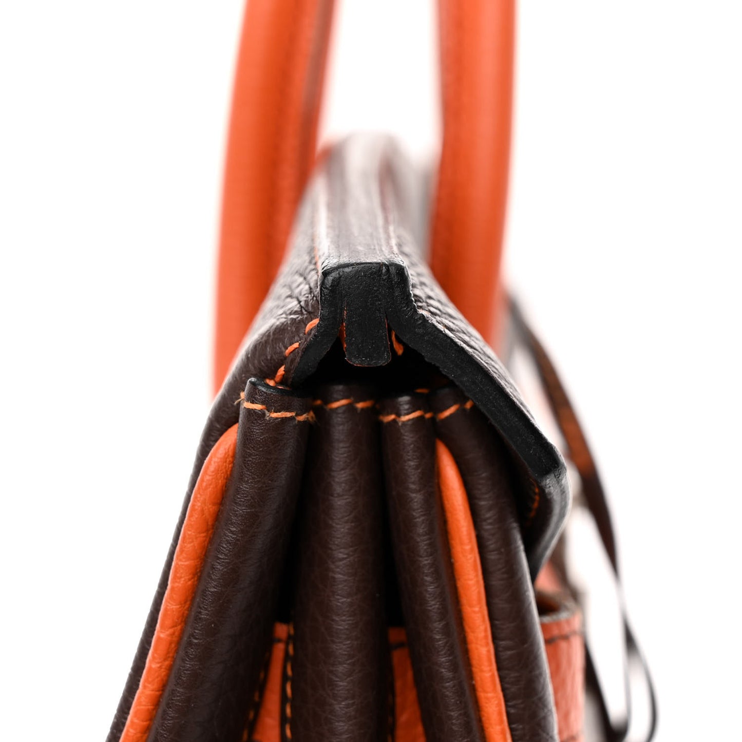 Togo Bi Color Horseshoe Birkin 35 Chocolate Orange