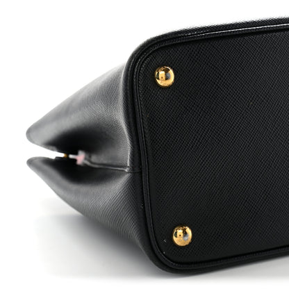 Prada Saffiano Cuir Small Double Bag Black Fuoco 9 of 13