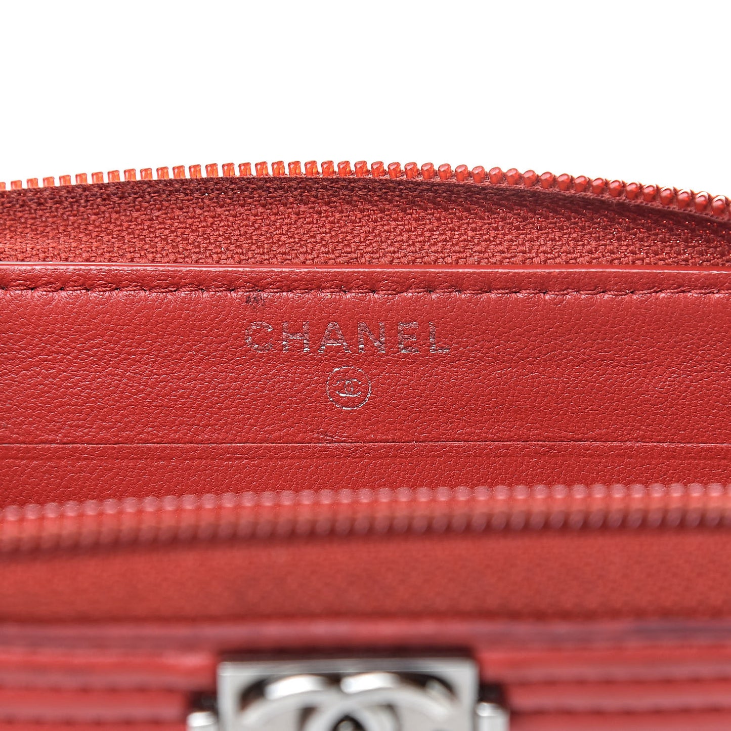 Lambskin Quilted Small Boy Zip Around Wallet Red