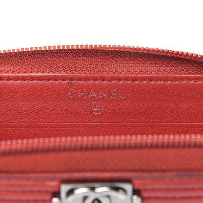Chanel Lambskin Quilted Small Boy Zip Around Wallet Red 6 of 16