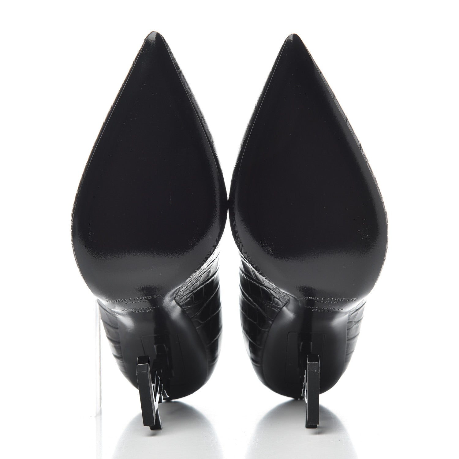 Saint Laurent Calfskin Crocodile Embossed Opyum 110 Pumps 36.5 Black 5 of 9