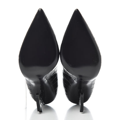 Saint Laurent Calfskin Crocodile Embossed Opyum 110 Pumps 36.5 Black 5 of 9