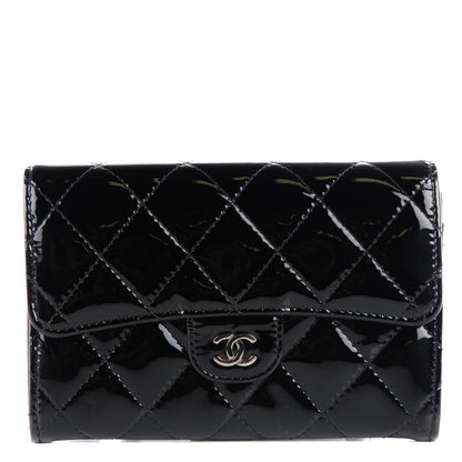 Chanel Patent Calfskin Quilted Small Flap Wallet Black 1 of 8