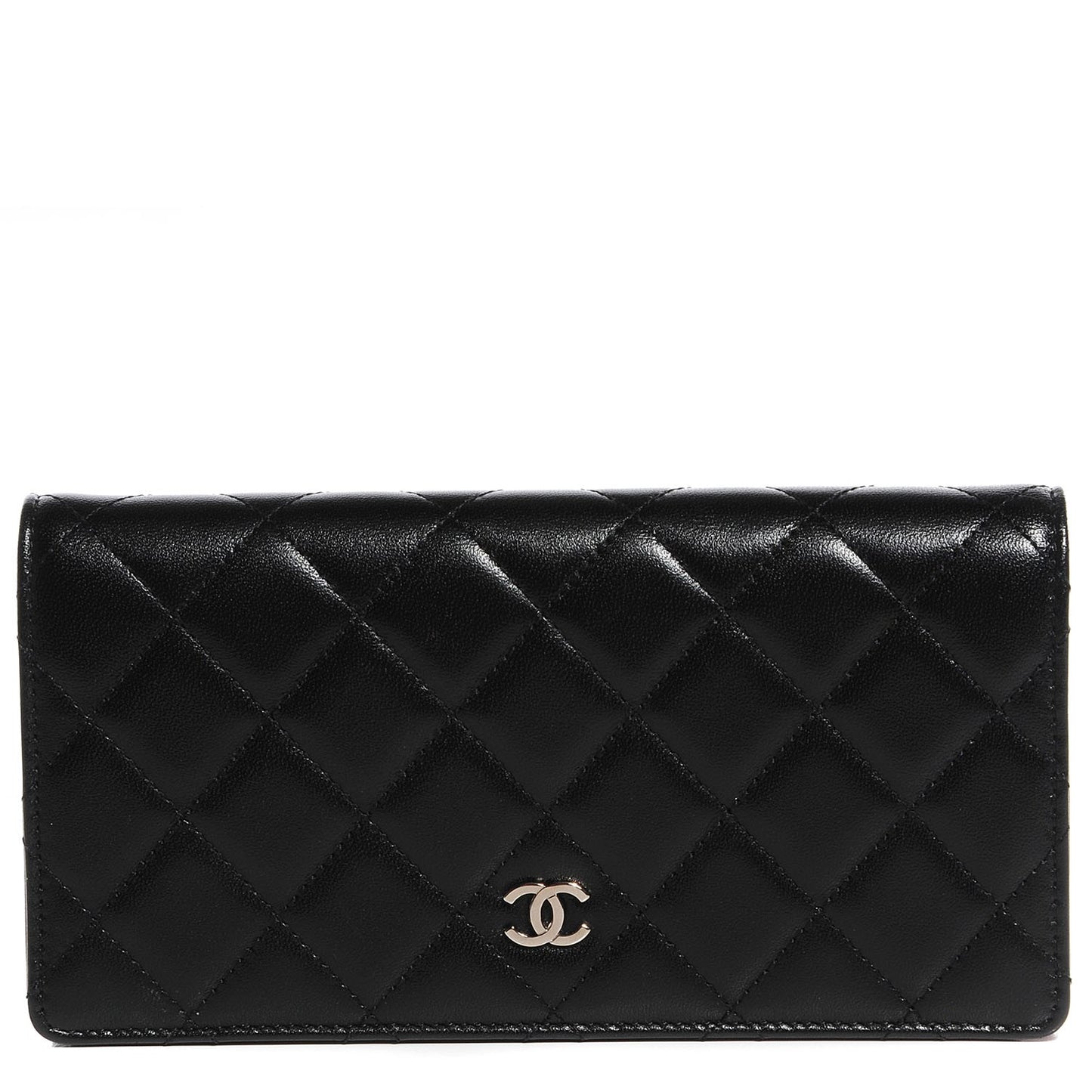 Lambskin Quilted Yen Wallet Black
